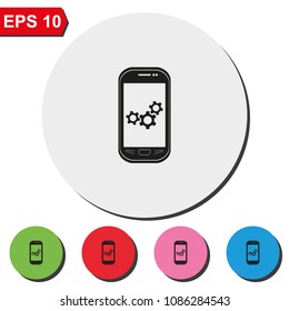 Mobile repair, phone, gear, fix logo flat round colorful vector icon.