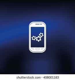 Mobile repair, phone, gear, fix logo.