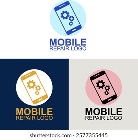 Mobile repair shop logo vector design. Technology logo design