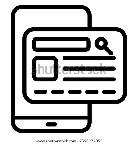 mobile report icon in line style. This icon related with broadcast, news, report and more.