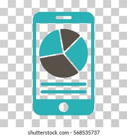 Mobile Report icon. Vector illustration style is flat iconic bicolor symbol, grey and cyan colors, transparent background. Designed for web and software interfaces.