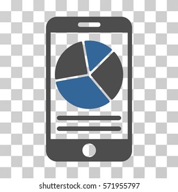 Mobile Report icon. Vector illustration style is flat iconic bicolor symbol, cobalt and gray colors, transparent background. Designed for web and software interfaces.