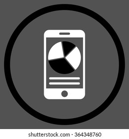 Mobile Report vector icon. Style is bicolor flat circled symbol, black and white colors, rounded angles, gray background.