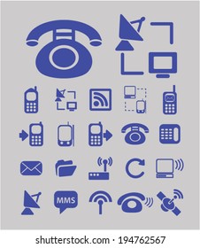 mobile, retro phone, network, link, radio connection, connection icons set, vector