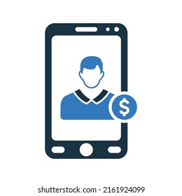 Mobile, revenue, user icon. Simple editable vector design isolated on a white background.