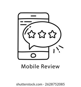 Mobile Review Vector Outline Style Icon. Eps 10 File
