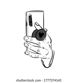 Mobile ring sketch holder for your Pop socket in the hands. Accessory holder for smartphone. Suction Cup ring on phone