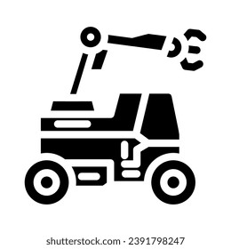 vector de icono de glifo de entrega autónomo de robot móvil. señal de entrega autónoma de robot móvil. ilustración de símbolo aislado