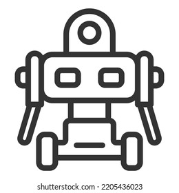 Mobile Roboter auf Rädern - Symbol, Illustration auf weißem Hintergrund, Skizze