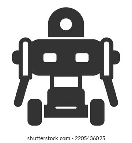 Mobile robot on wheels - icon, illustration on white background, glyph style