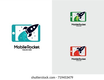 Mobile Rocket Logo Template Design Vector, Emblem, Design Concept, Creative Symbol, Icon