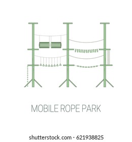 Mobile rope park.  Vector illustration. 