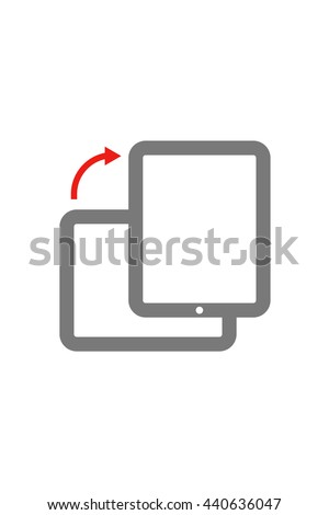 Mobile rotate, flip screen, tablet with arrow. Vector concept isolated on white background