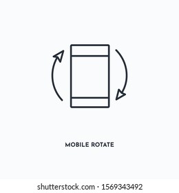 Mobile rotate outline icon. Simple linear element illustration. Isolated line Mobile rotate icon on white background. Thin stroke sign can be used for web, mobile and UI.