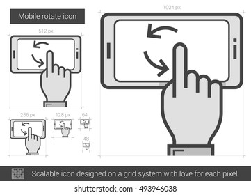 Mobile rotate vector line icon isolated on white background. Mobile rotate line icon for infographic, website or app. Scalable icon designed on a grid system.