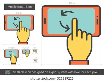 Mobile rotate vector line icon isolated on white background. Mobile rotate line icon for infographic, website or app. Scalable icon designed on a grid system.