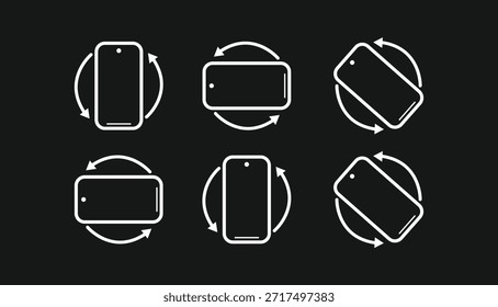 Conjunto de iconos de rotación móvil. Símbolo de rotación del dispositivo para App y Sitio web, Ilustración vectorial transparente.