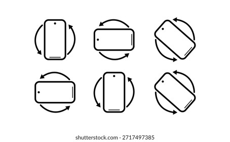 Conjunto de iconos de rotación móvil. Símbolo de rotación del dispositivo para App y Sitio web, Ilustración vectorial transparente.