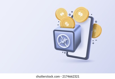 Mobile safe service, financial payment Smartphone mobile screen, technology mobile display. Vector illustration