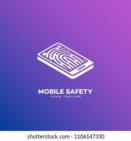 Mobile safety logo design template. Vector illustration.