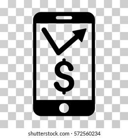 Mobile Sales Report icon. Vector illustration style is flat iconic symbol, black color, transparent background. Designed for web and software interfaces.