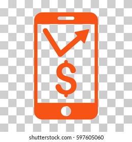 Mobile Sales Report icon. Vector illustration style is flat iconic symbol, orange color, transparent background. Designed for web and software interfaces.