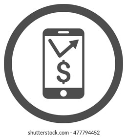 Mobile Sales Report rounded icon. Vector illustration style is flat iconic symbol, gray color, white background.