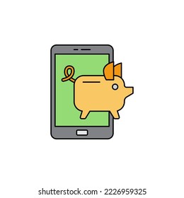 Mobile saving icon in color, isolated on white background 