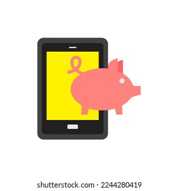 Mobile saving icon in color, isolated on white background 