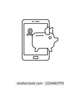 Mobile saving icon in line style icon, isolated on white background