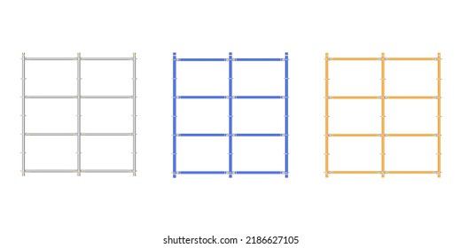 Mobile scaffolding, white background, used in construction areas.