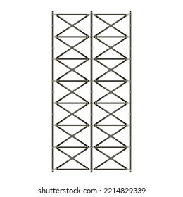 Mobile scaffolding, white background, used in construction areas.