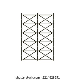 Mobile scaffolding, white background, used in construction areas.