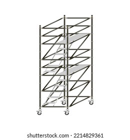 andamiaje móvil, fondo blanco, usado en áreas de construcción.