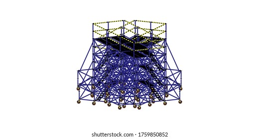 Mobile scaffoldings, white background, used in construction areas.
