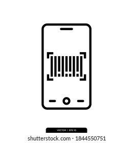 Mobile scan and barcode icon vector logo template in trendy style