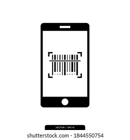 Mobile scan and barcode icon vector logo template in trendy style