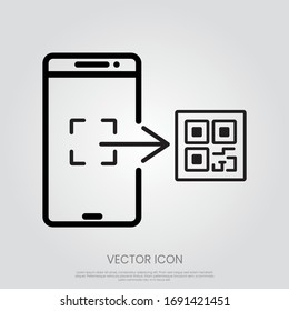 Mobile Scan QR Code. Simple Design. Line Vector. Eps10 Vector Illustration.