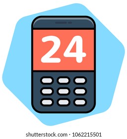 Mobile screen with 24 test vector icon