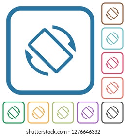Mobile screen automatic rotation simple icons in color rounded square frames on white background