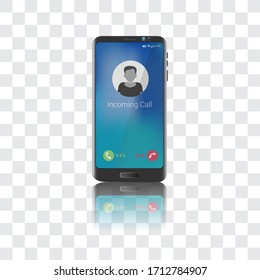 Mobile screen with call mode. Image with avatar of man. Mobile mock up.