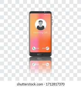Mobile screen with call mode. Image with avatar of man. Mobile mock up.