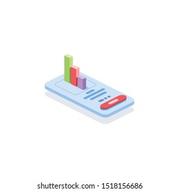 Mobile screen chart. Vector 3d isometric, color web icons set, new flat style. Creative illustration design, idea for infographics.