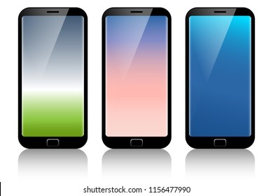 mobile screen with color gradient background and gloss glass design,vector