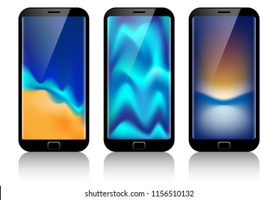 mobile screen with color gradient background and gloss glass design,vector