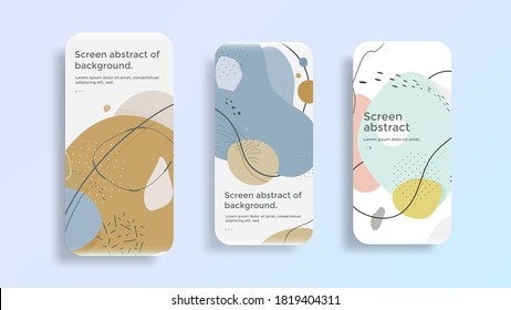 Mobile screen display with abstract organic pattern. Fluid Background for mobile app, ui, design theme. Vector template smartphone lockscreen modern wallpaper