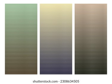 Gradiente de pantalla móvil. Líneas de rayas plateadas sobre fondo pastel oscuro. vector liso azul verde púrpura amarillo