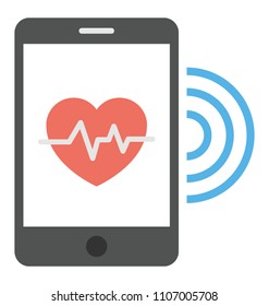 
Mobile screen with heart rate showing fitness app concept
