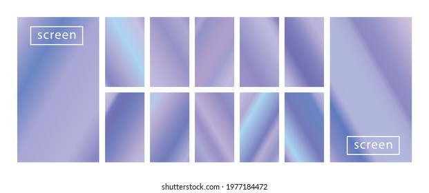 Mobile screen lock display collection of colorful backgrounds in trendy neon colors. Modern screen vector design for mobile app. Soft color abstract pastel holographic gradients. Swatches for design.