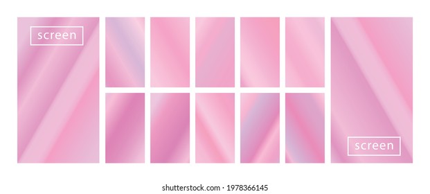 Mobile screen lock display collection of colorful backgrounds in trendy neon colors. Modern screen vector design for mobile app. Soft color abstract pastel holographic gradients. Swatches for design.
